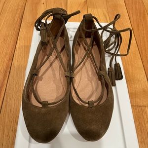 Madewell suede lace up ballet flats- Sz 5.5
